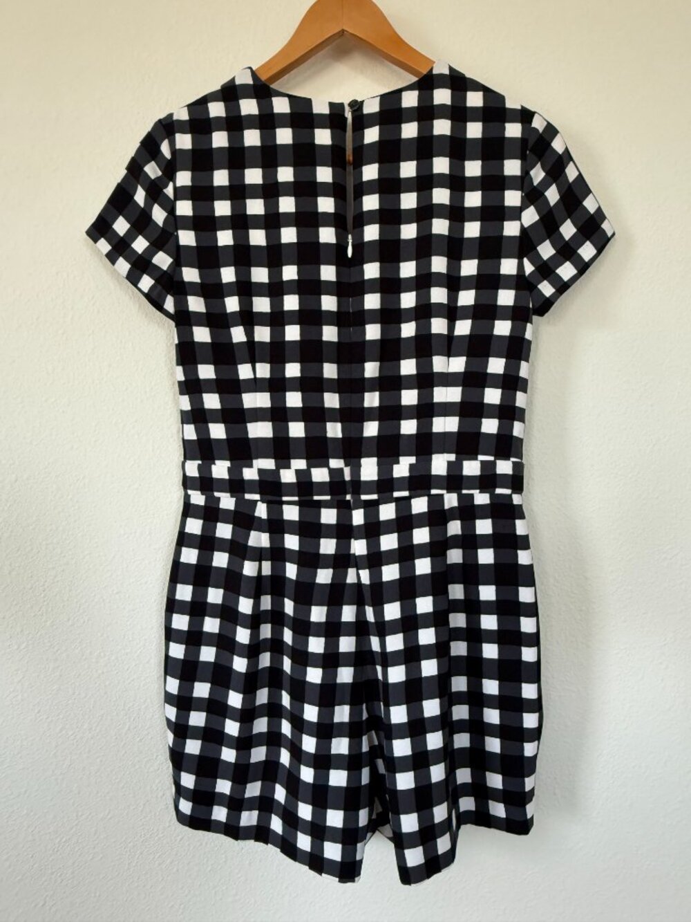 Banana Republic Black White Gingham Romper Pockets Size 0 - Picture 13 of 15